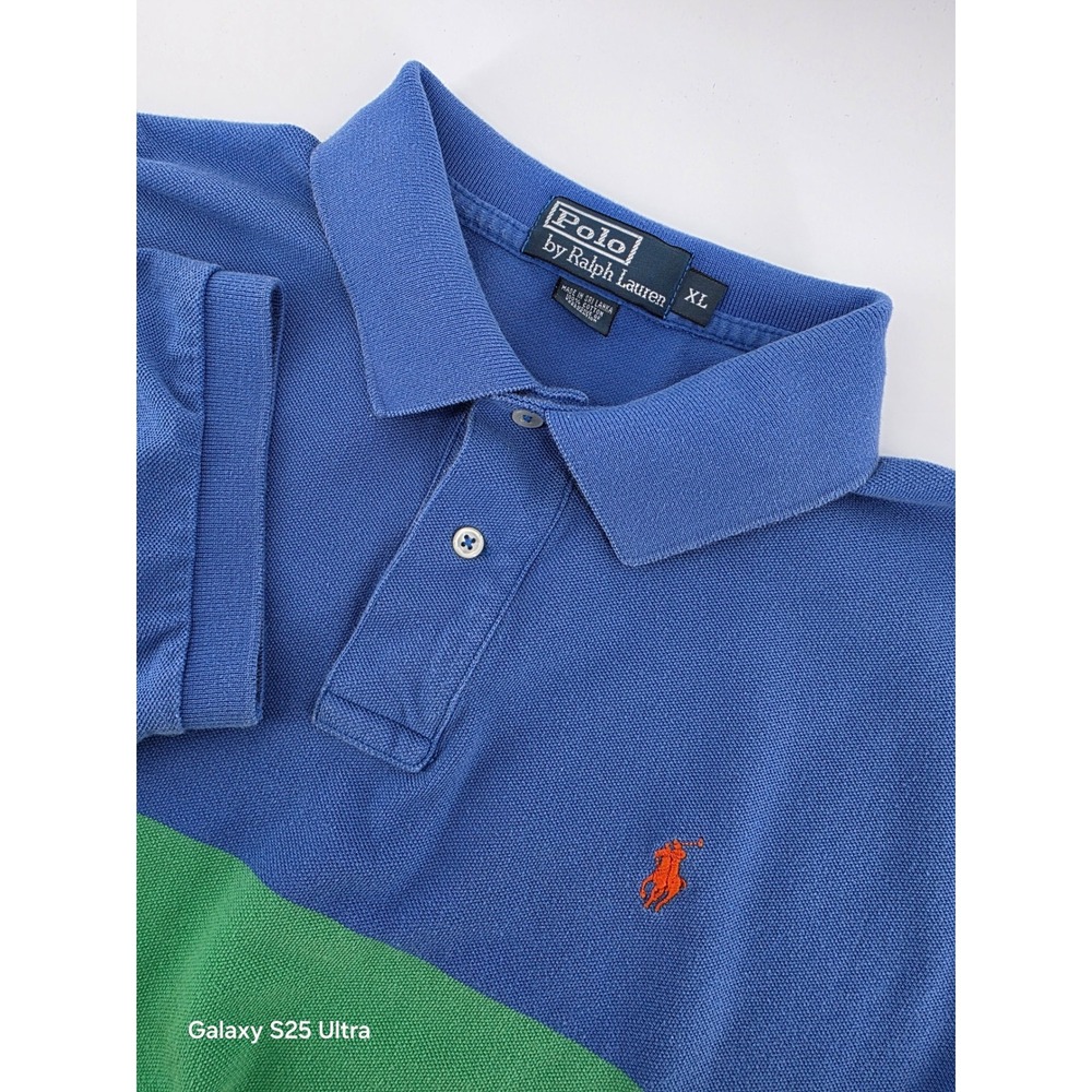 Polo Ralph Lauren Polo Shirt Mens XL Heritage Cotton Striped Blue Preppy Casual